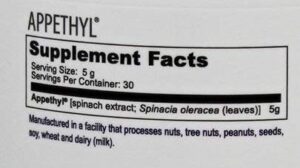 Appethyl Supplement facts