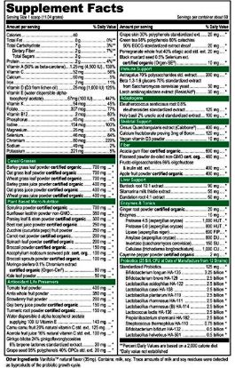 Vibrant Health Green Vibrance Supplement Facts